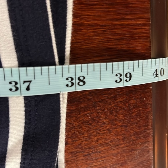 Talbots Womens Maxi Skirt M Navy White Stripes Stretch Waist Flowy Classic EUC - Picture 7 of 9